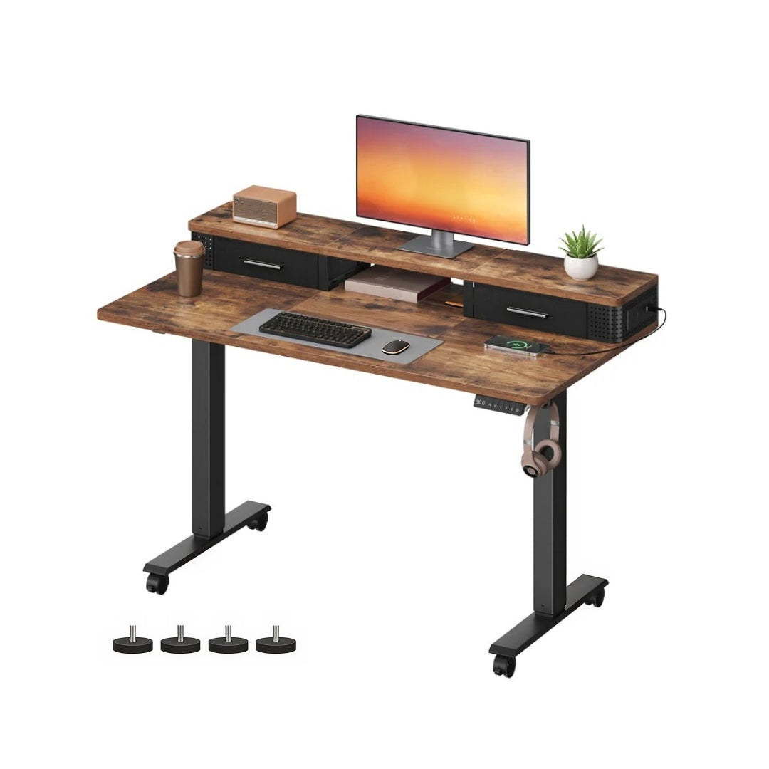 Electric Standing Desk With Drawers & Power Outlets – product view 8 | Ridgefield Furniture