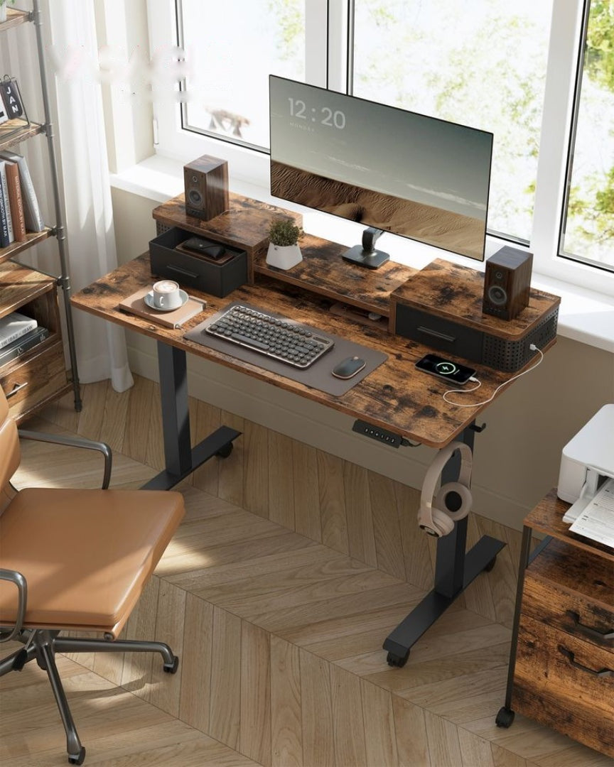 Electric Standing Desk With Drawers & Power Outlets – product view 16 | Ridgefield Furniture