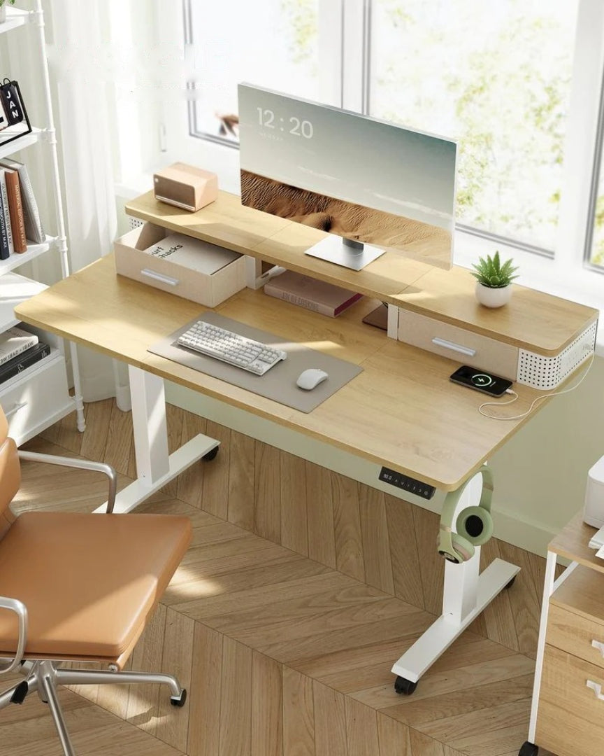 Electric Standing Desk With Drawers & Power Outlets – product view 17 | Ridgefield Furniture