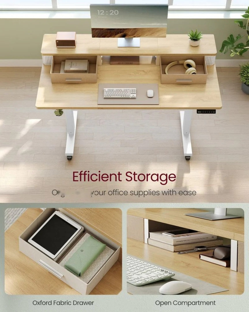 Electric Standing Desk With Drawers & Power Outlets – product view 18 | Ridgefield Furniture