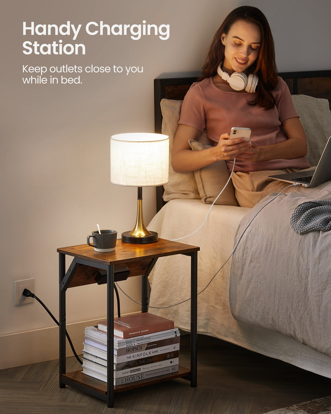 End Table With USB Ports And Outlets - product photo 06