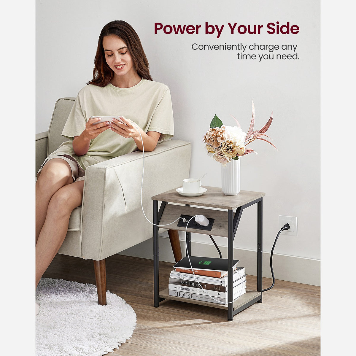 End Table With USB Ports And Outlets - product photo 11