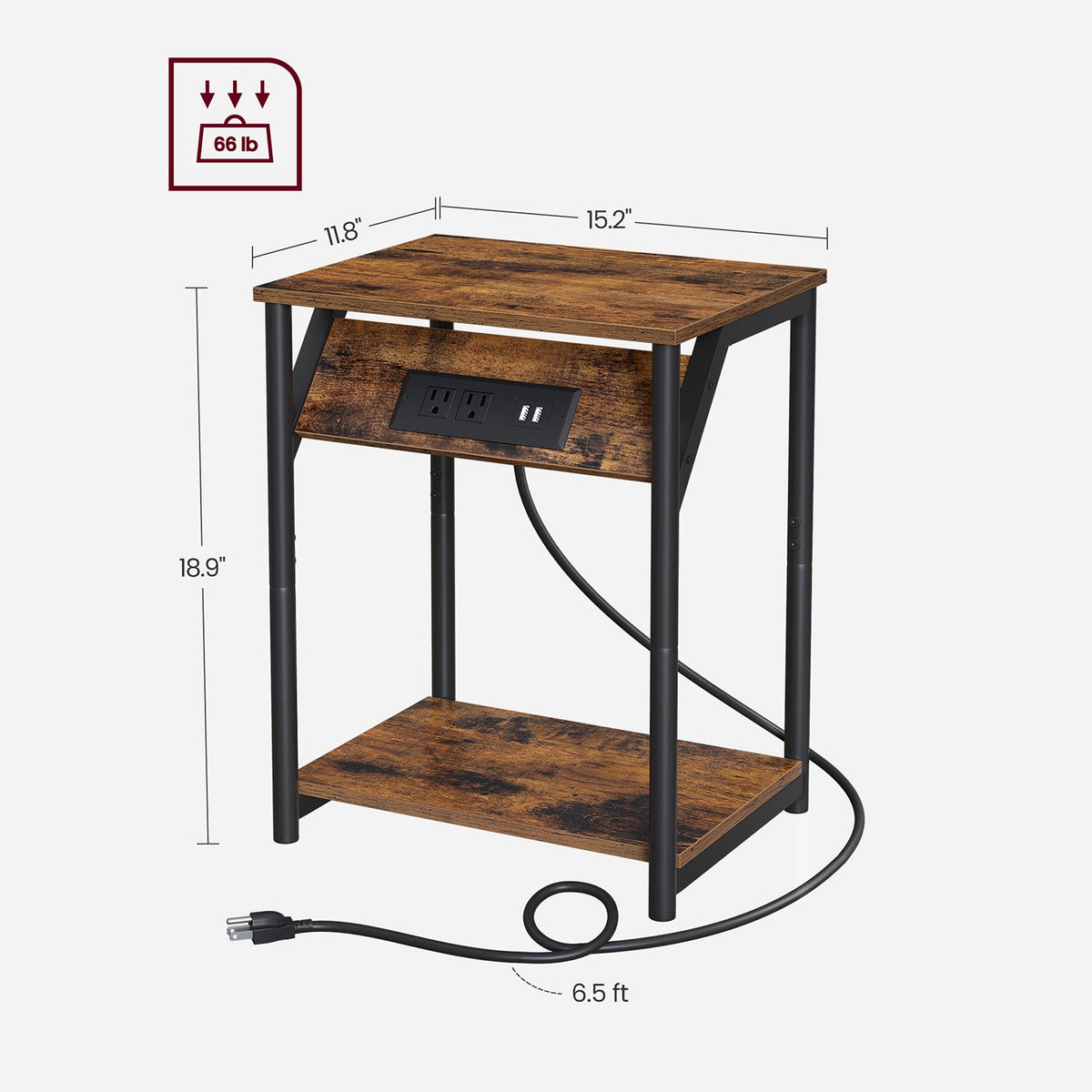 End Table With USB Ports And Outlets - product photo 23