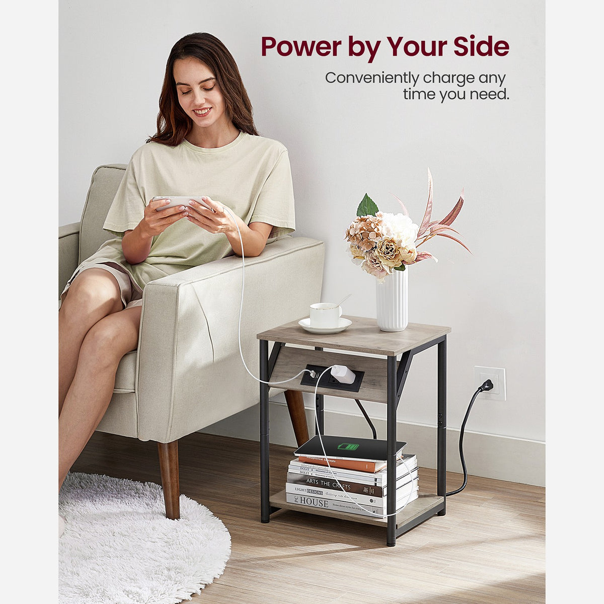 End Table With USB Ports And Outlets - product photo 29