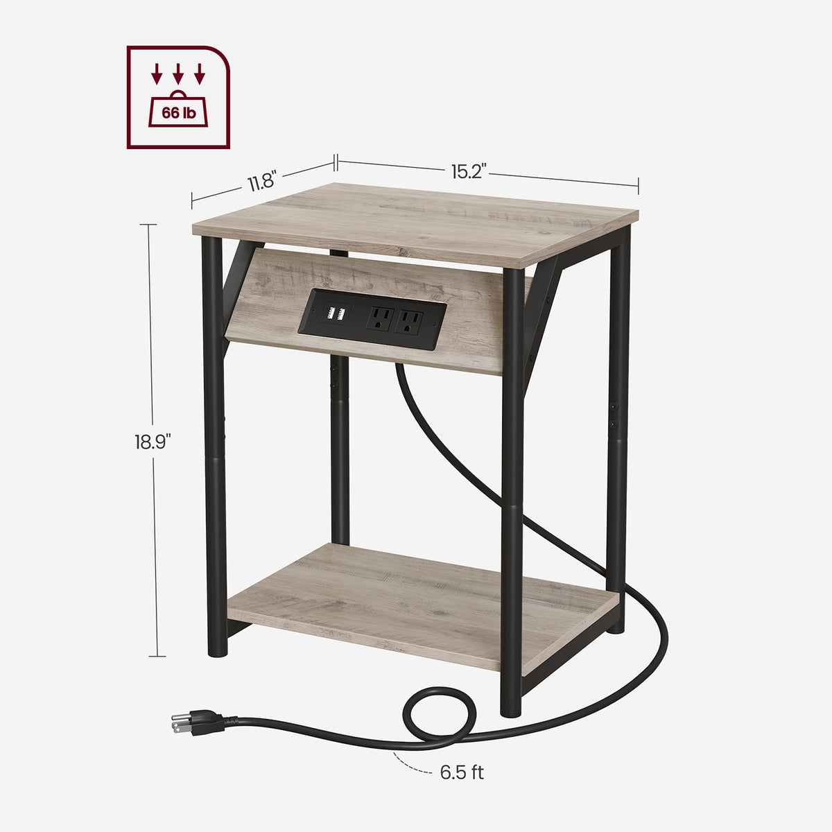 End Table With USB Ports And Outlets - product photo 32