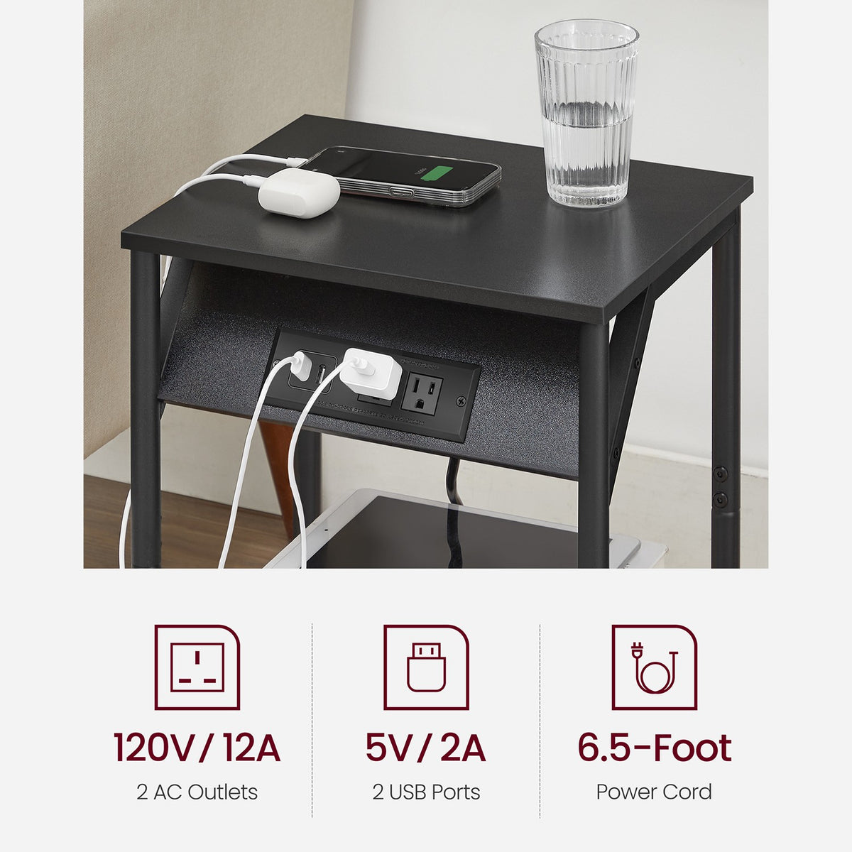 End Table With USB Ports And Outlets - product photo 39