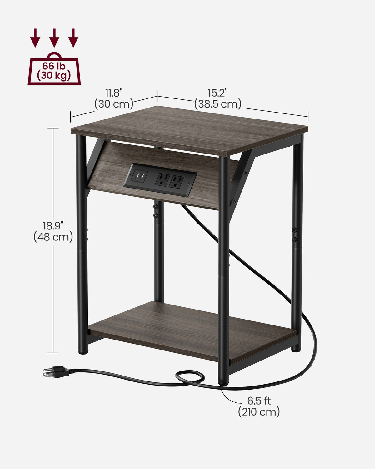 End Table With USB Ports And Outlets - product photo 50