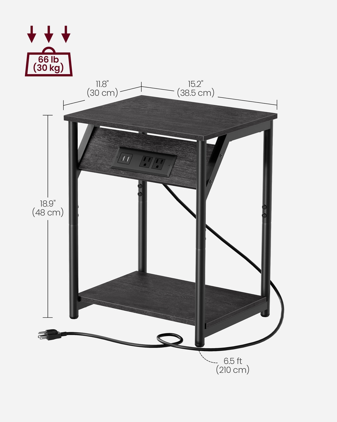 End Table With USB Ports And Outlets - product photo 56