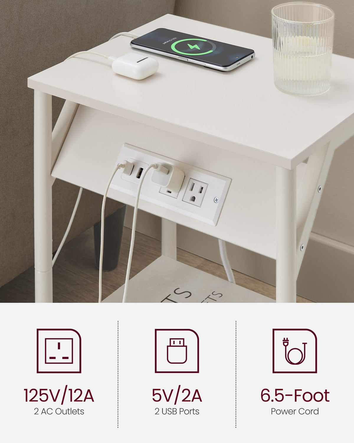 End Table With USB Ports And Outlets - product photo 60