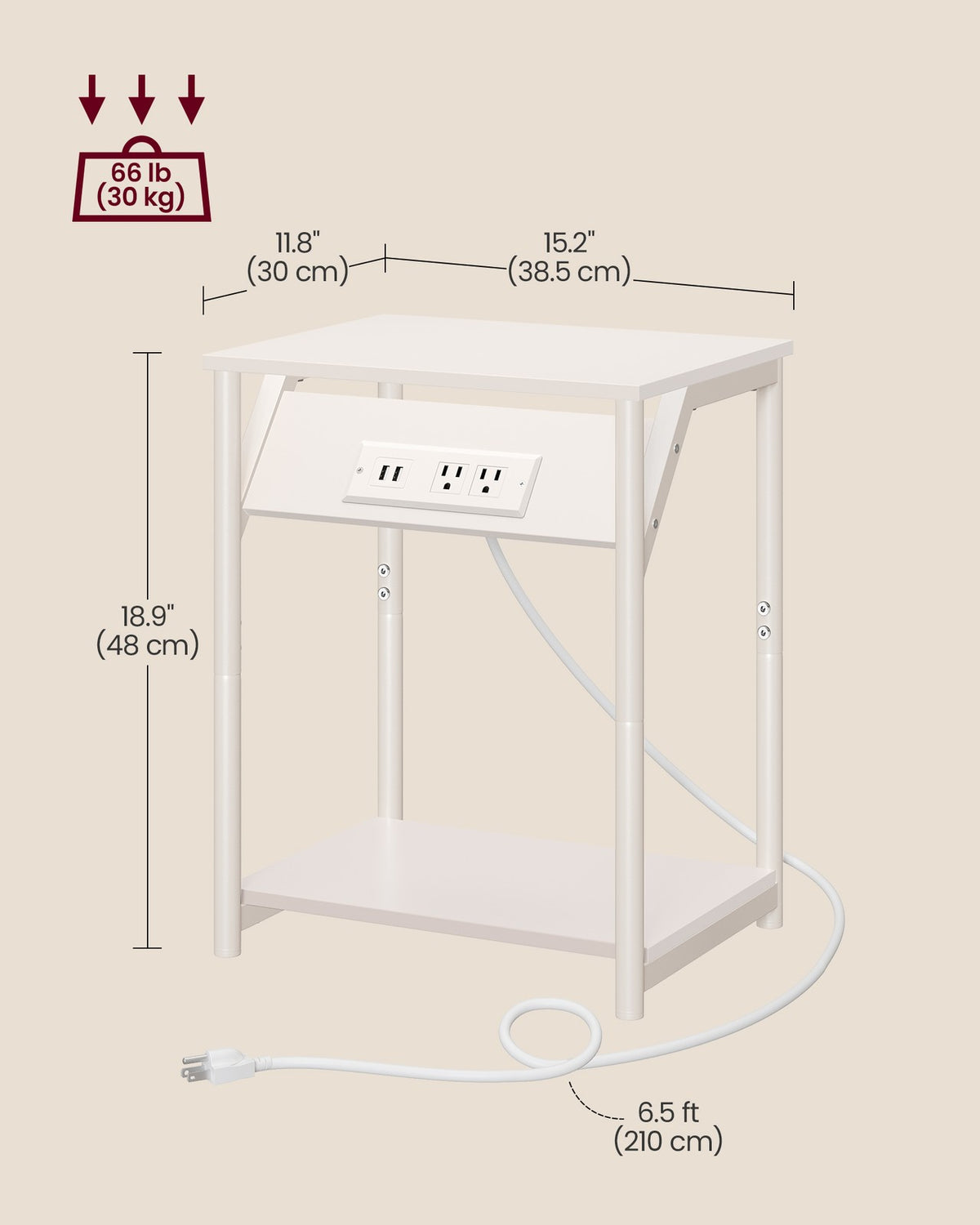 End Table With USB Ports And Outlets - product photo 62