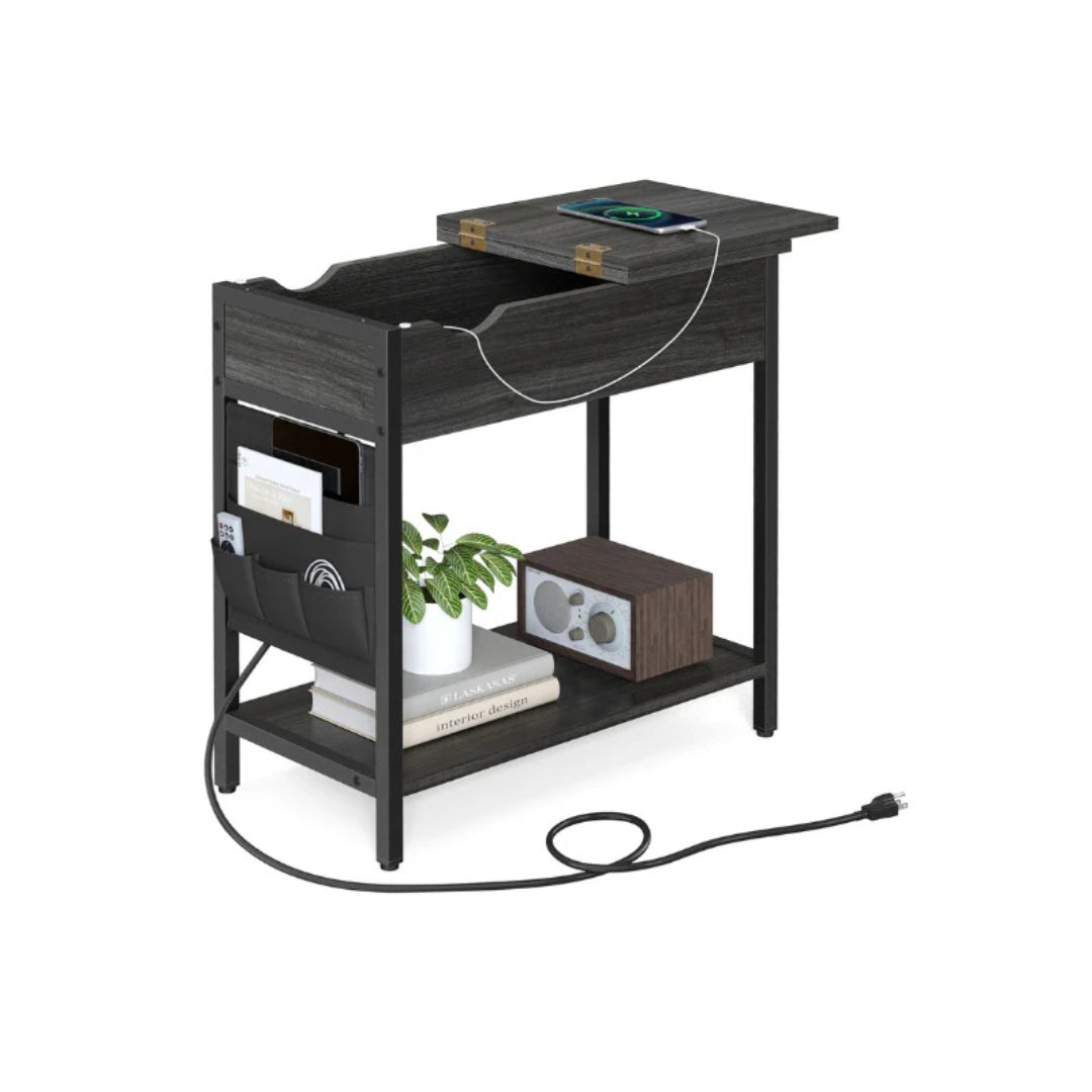 End Table With USB Ports And Power Outlets Storage Shelf – product view 1 | Ridgefield Furniture