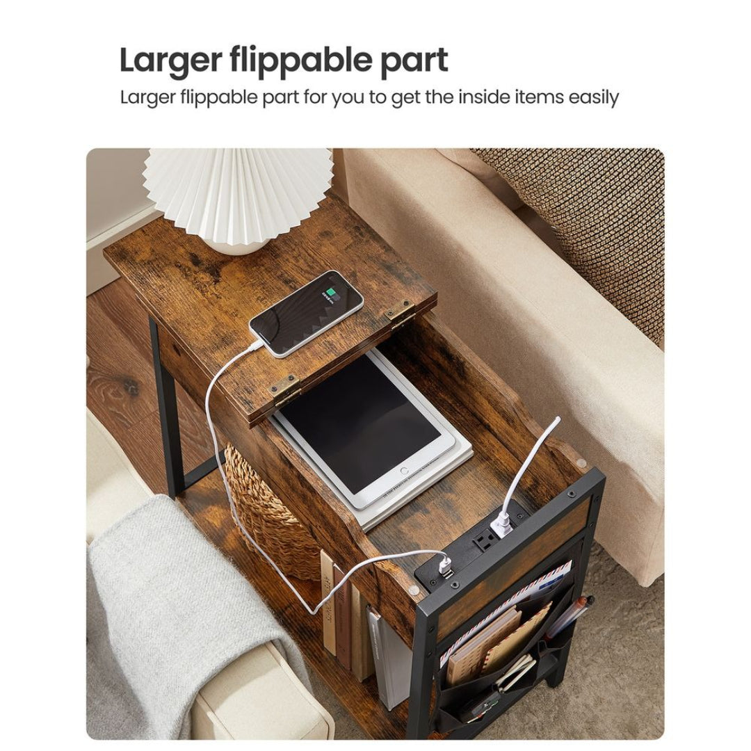 End Table With USB Ports And Power Outlets Storage Shelf – product view 8 | Ridgefield Furniture