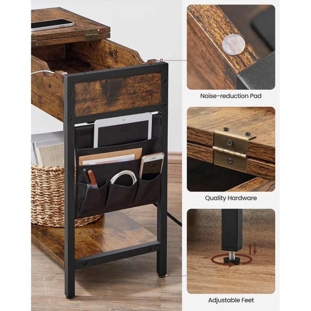 End Table With USB Ports And Power Outlets Storage Shelf – product view 12 | Ridgefield Furniture