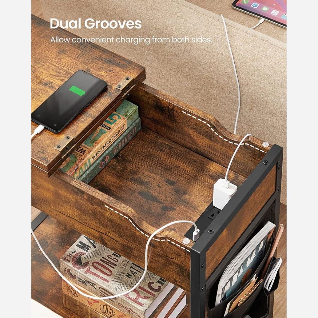 End Table With USB Ports And Power Outlets Storage Shelf – product view 14 | Ridgefield Furniture