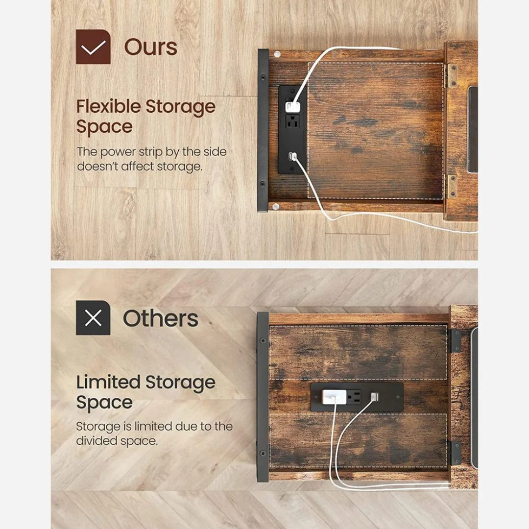 End Table With USB Ports And Power Outlets Storage Shelf – product view 15 | Ridgefield Furniture