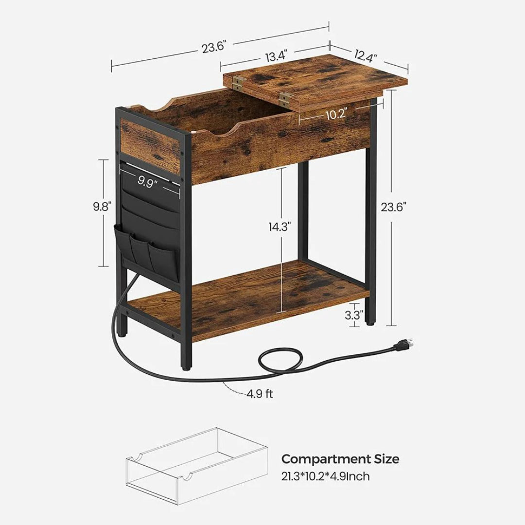 End Table With USB Ports And Power Outlets Storage Shelf – product view 17 | Ridgefield Furniture