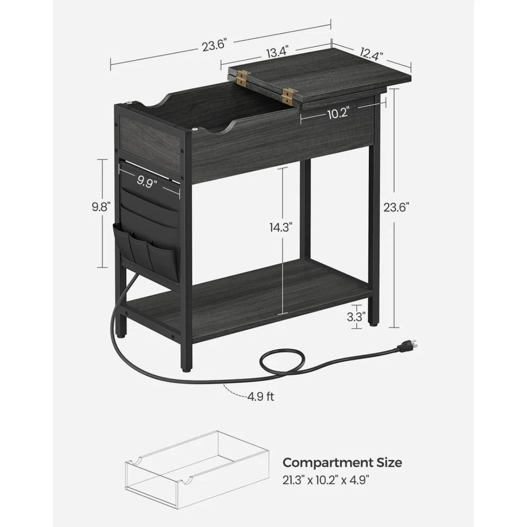 End Table With USB Ports And Power Outlets Storage Shelf – product view 23 | Ridgefield Furniture