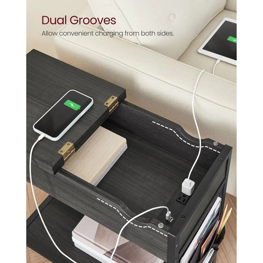 End Table With USB Ports And Power Outlets Storage Shelf – product view 24 | Ridgefield Furniture