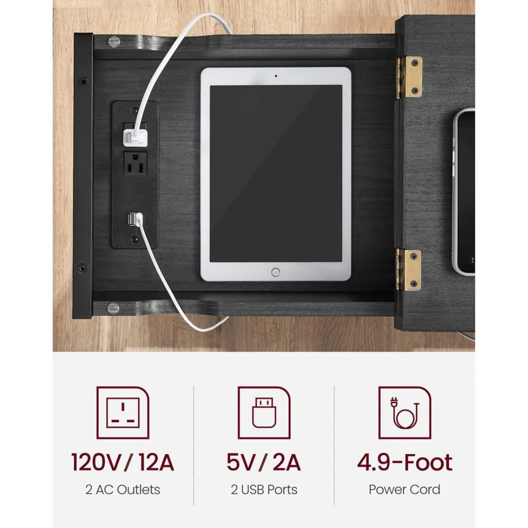 End Table With USB Ports And Power Outlets Storage Shelf – product view 25 | Ridgefield Furniture