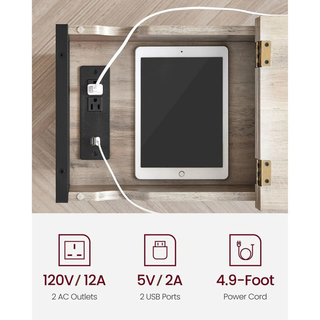 End Table With USB Ports And Power Outlets Storage Shelf – product view 30 | Ridgefield Furniture