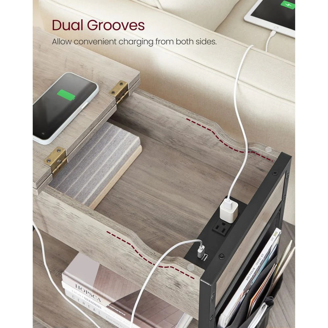 End Table With USB Ports And Power Outlets Storage Shelf – product view 31 | Ridgefield Furniture