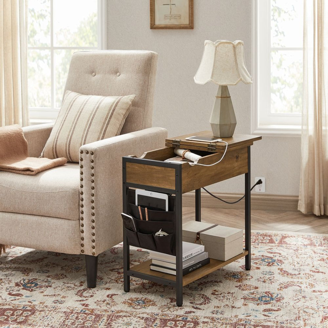 End Table With USB Ports And Power Outlets Storage Shelf – product view 34 | Ridgefield Furniture
