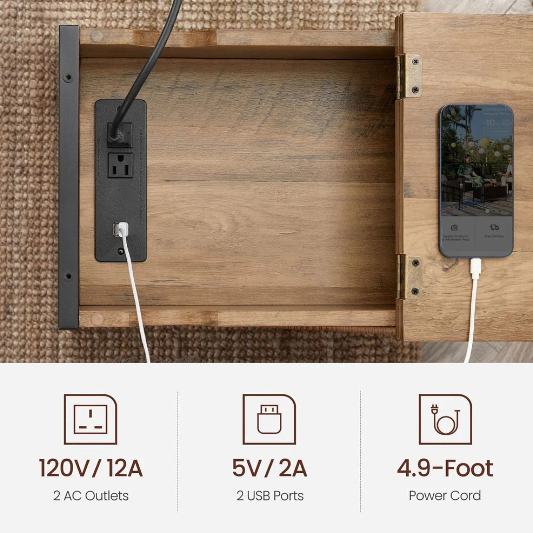End Table With USB Ports And Power Outlets Storage Shelf – product view 36 | Ridgefield Furniture