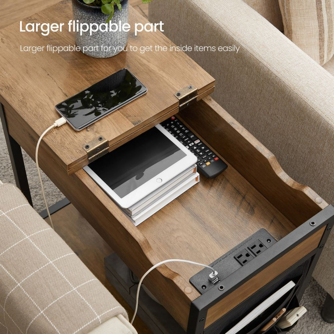 End Table With USB Ports And Power Outlets Storage Shelf – product view 37 | Ridgefield Furniture