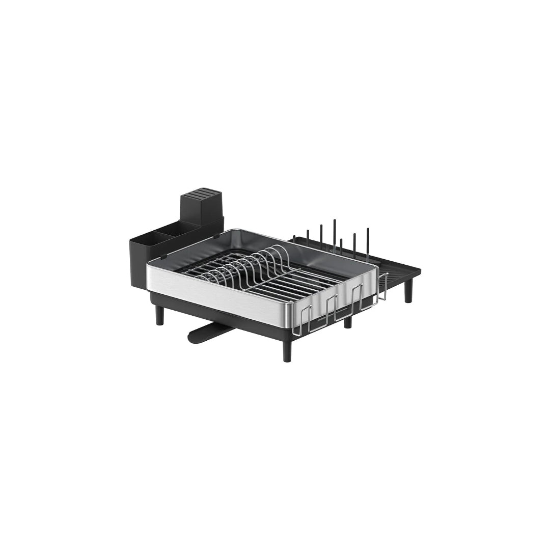 Expandable Stainless Steel Dish Drying Rack with Utensil and Cup Holder – product view 2 | Ridgefield Furniture