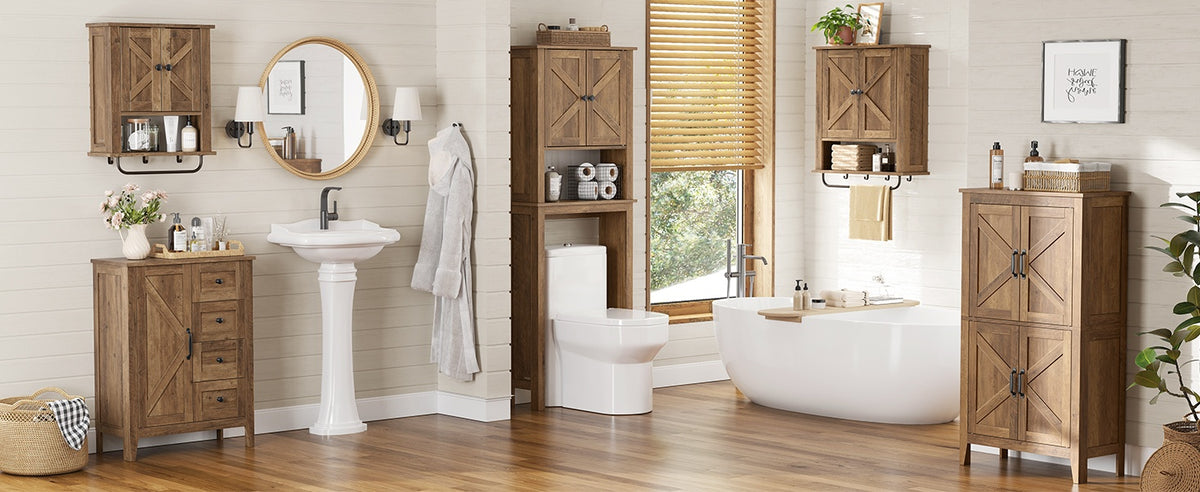 Farmhouse Bathroom Floor Cabinet With 4 Drawers And Adjustable Shelf - product photo 16