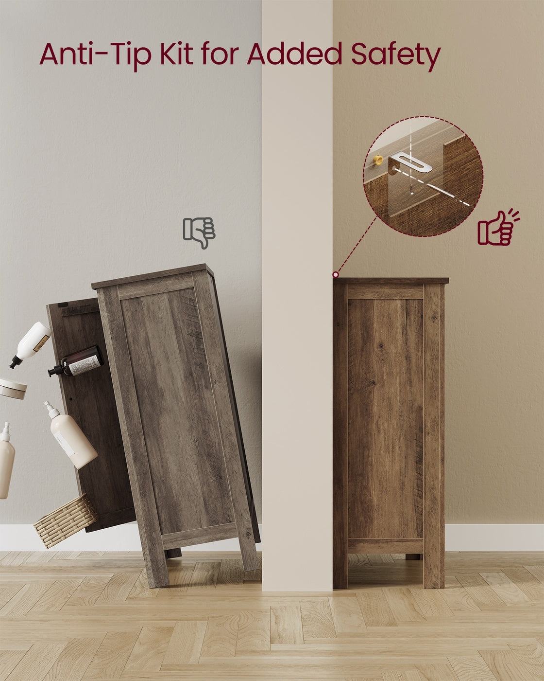Farmhouse Bathroom Floor Cabinet With 4 Drawers And Adjustable Shelf - product photo 22