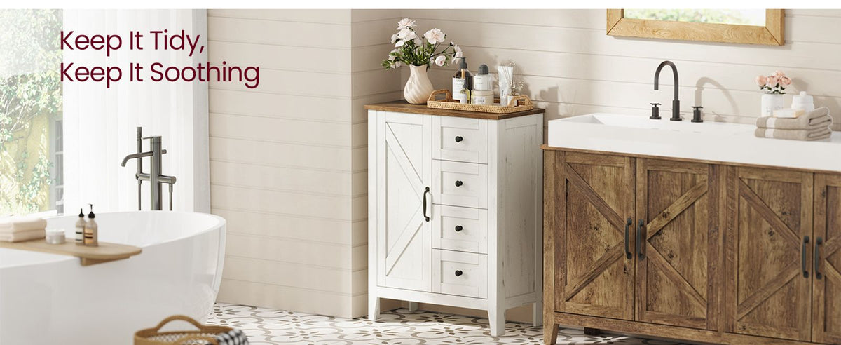 Farmhouse Bathroom Floor Cabinet With 4 Drawers - product photo 08
