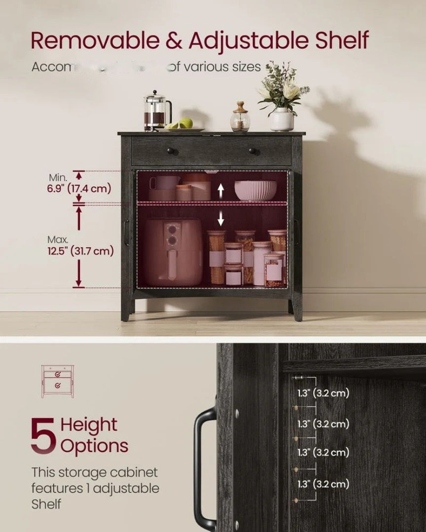 Farmhouse Buffet Cabinet with Drawer and Adjustable Shelf Storage – product view 12 | Ridgefield Furniture