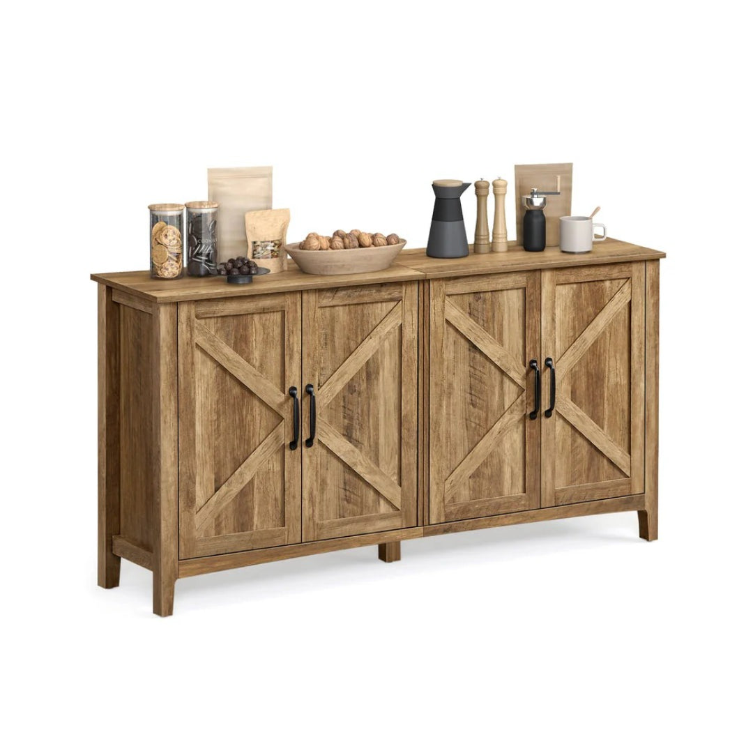 Farmhouse Buffet Storage Cabinet with Adjustable Shelves and 4 Doors – product view 2 | Ridgefield Furniture