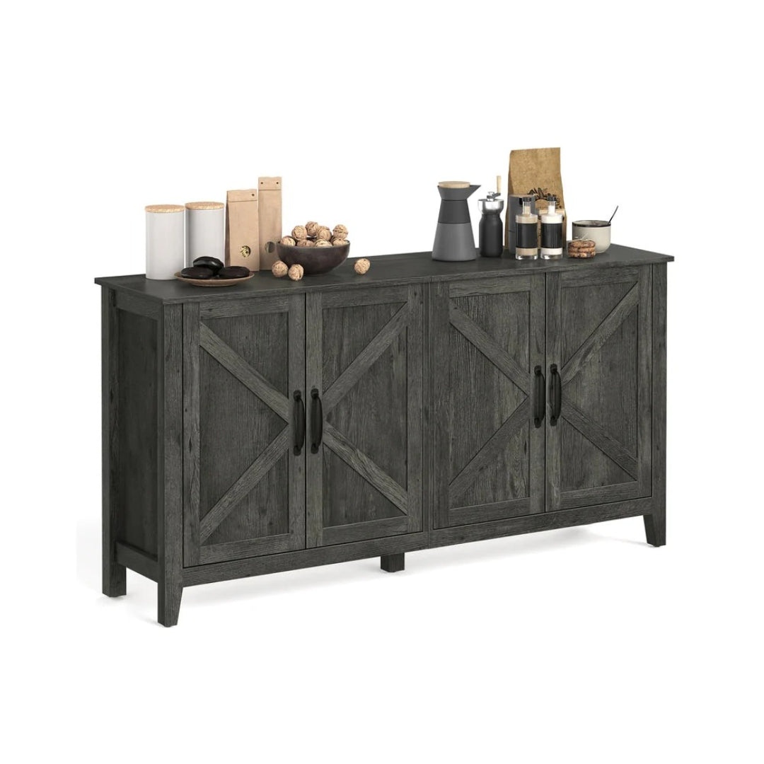 Farmhouse Buffet Storage Cabinet with Adjustable Shelves and 4 Doors – product view 3 | Ridgefield Furniture