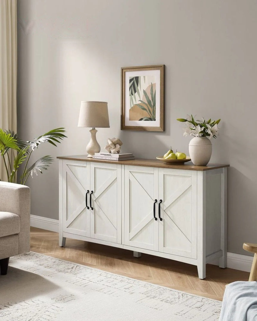 Farmhouse Buffet Storage Cabinet with Adjustable Shelves and 4 Doors – product view 4 | Ridgefield Furniture