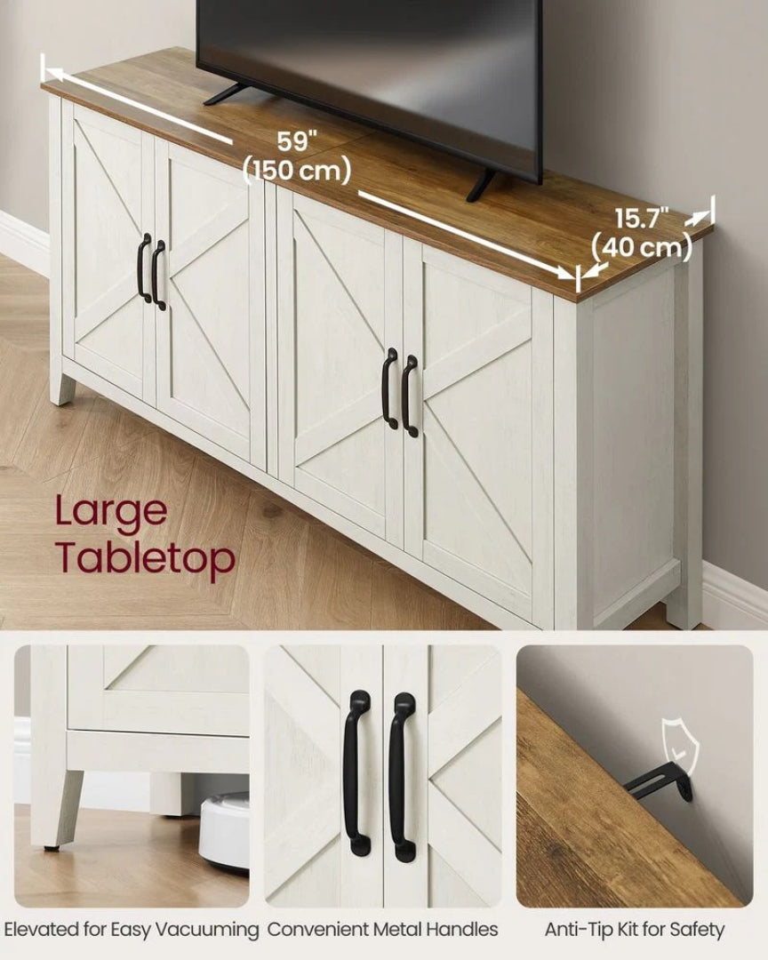 Farmhouse Buffet Storage Cabinet with Adjustable Shelves and 4 Doors – product view 6 | Ridgefield Furniture