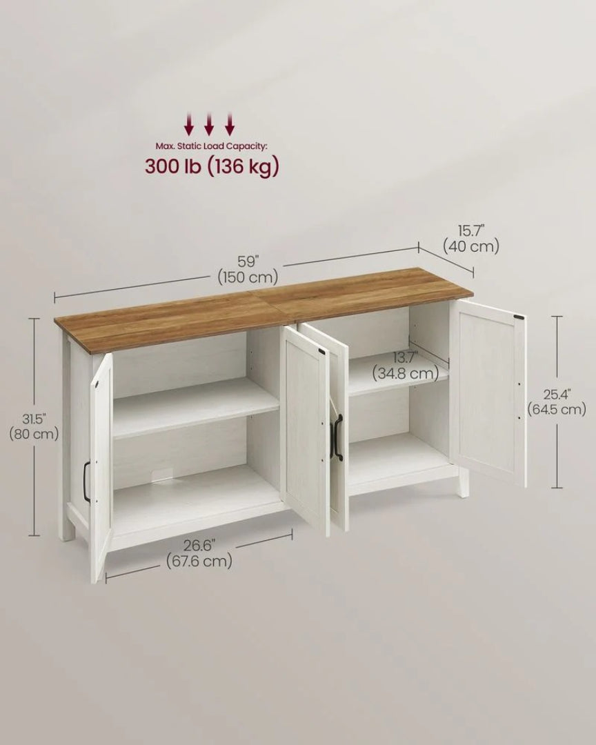 Farmhouse Buffet Storage Cabinet with Adjustable Shelves and 4 Doors – product view 9 | Ridgefield Furniture