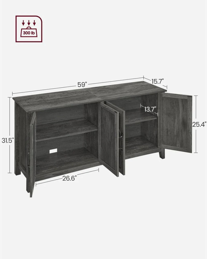 Farmhouse Buffet Storage Cabinet with Adjustable Shelves and 4 Doors – product view 22 | Ridgefield Furniture
