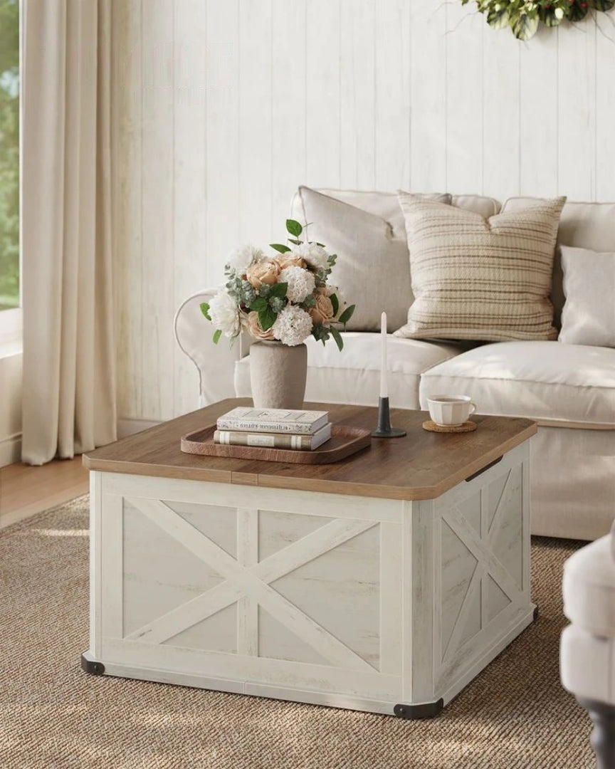 Farmhouse Coffee Table with Hidden Storage and Flip Top Lids – product view 3 | Ridgefield Furniture