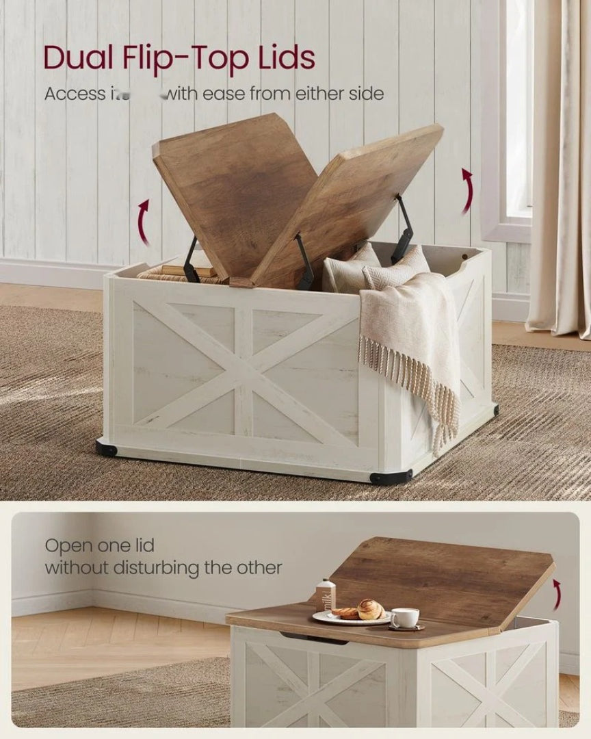 Farmhouse Coffee Table with Hidden Storage and Flip Top Lids – product view 4 | Ridgefield Furniture