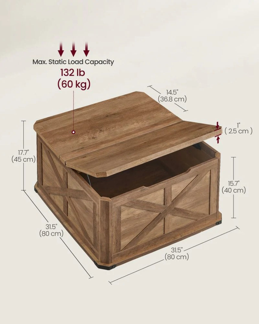 Farmhouse Coffee Table with Hidden Storage and Flip Top Lids – product view 14 | Ridgefield Furniture