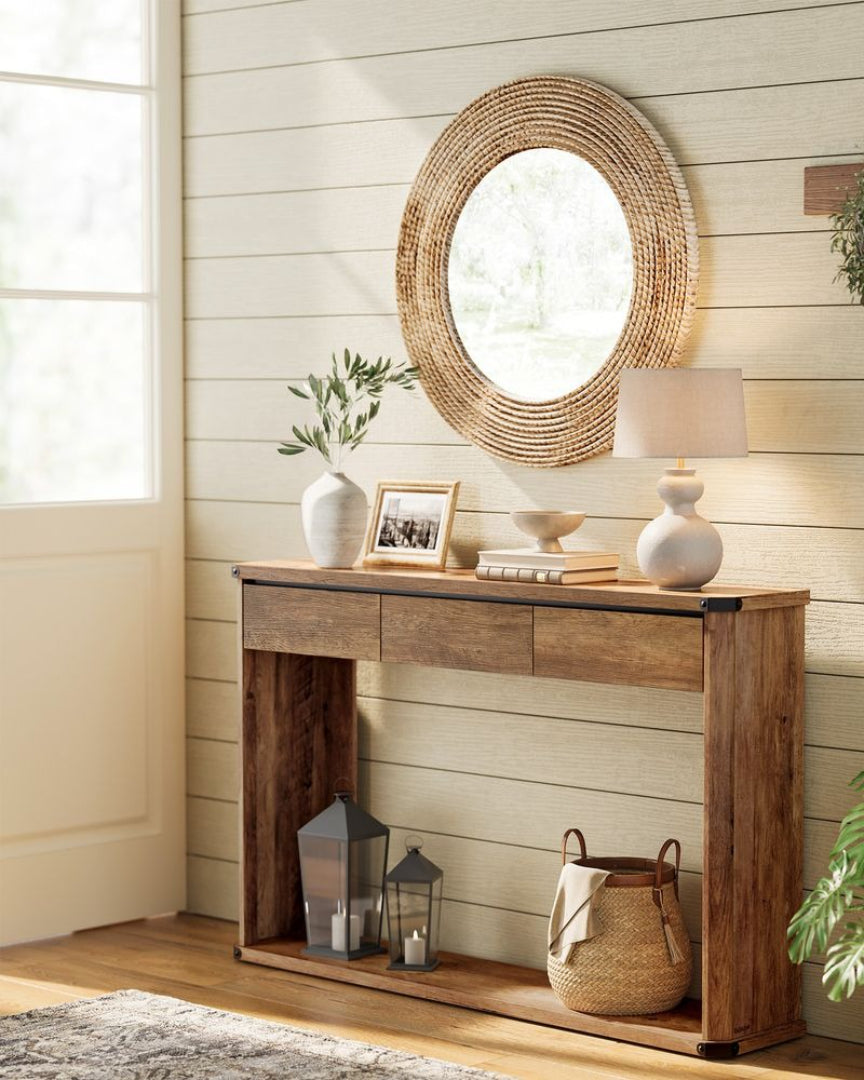 Farmhouse Console Table with 3 Drawers and Shelf – product view 5 | Ridgefield Furniture