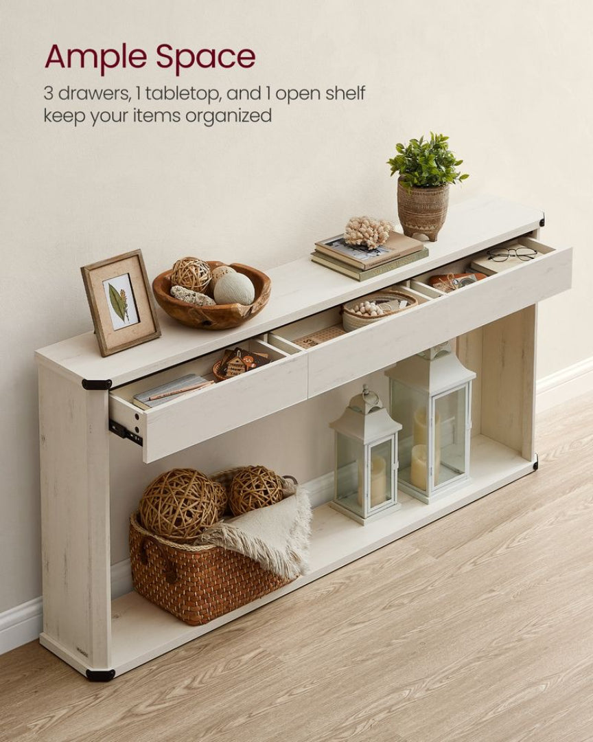 Farmhouse Console Table with 3 Drawers and Shelf – product view 18 | Ridgefield Furniture
