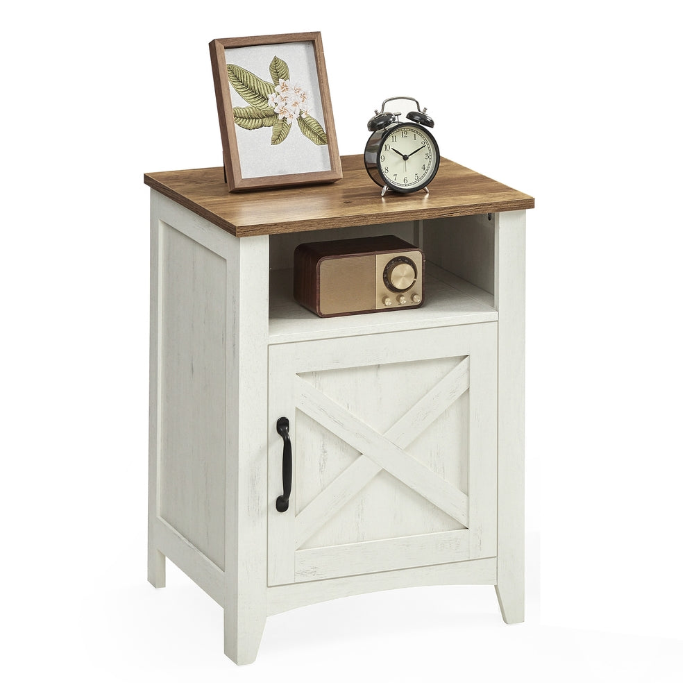 Farmhouse Nightstand With Barn Door - product photo 01