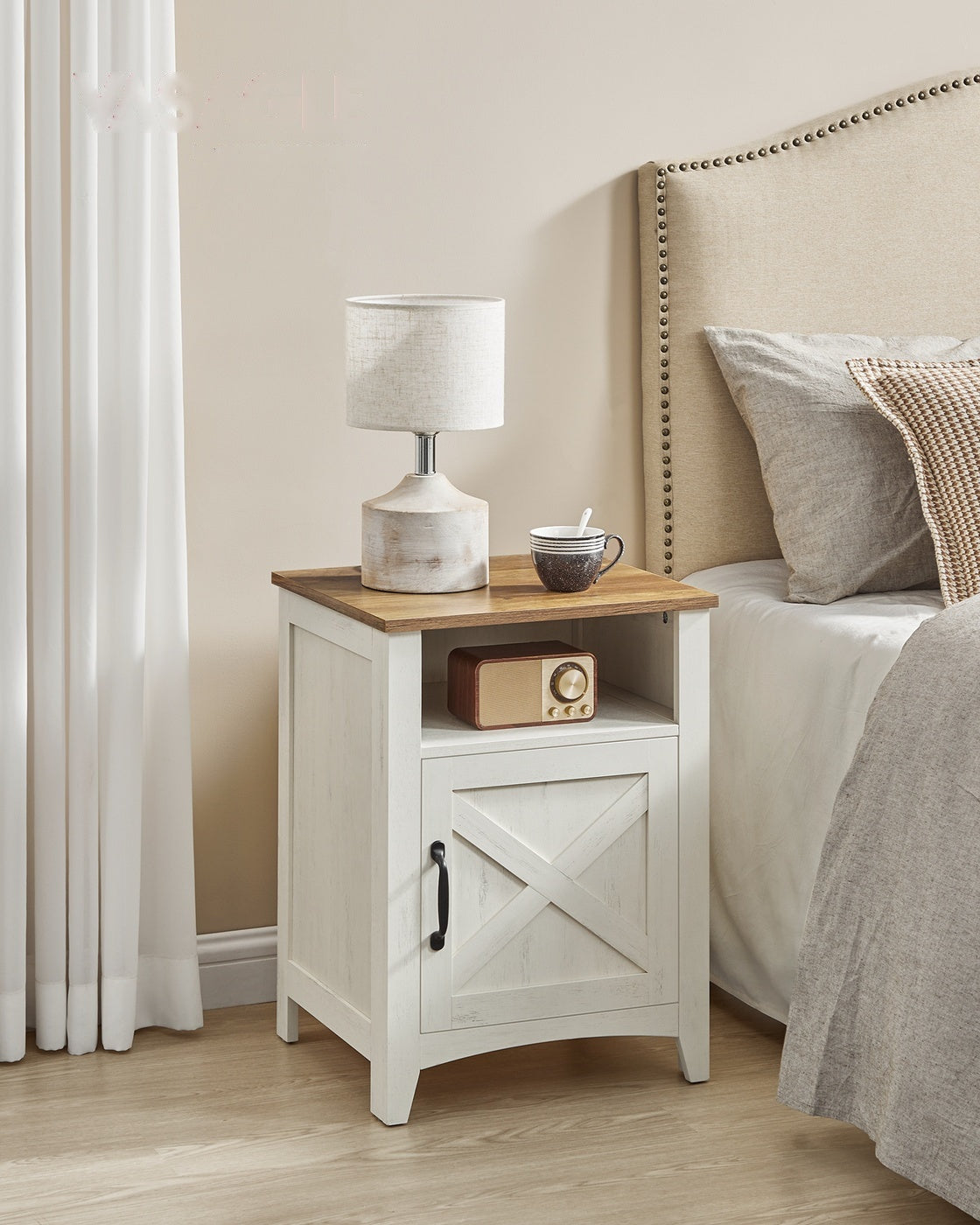 Farmhouse Nightstand With Barn Door - product photo 02
