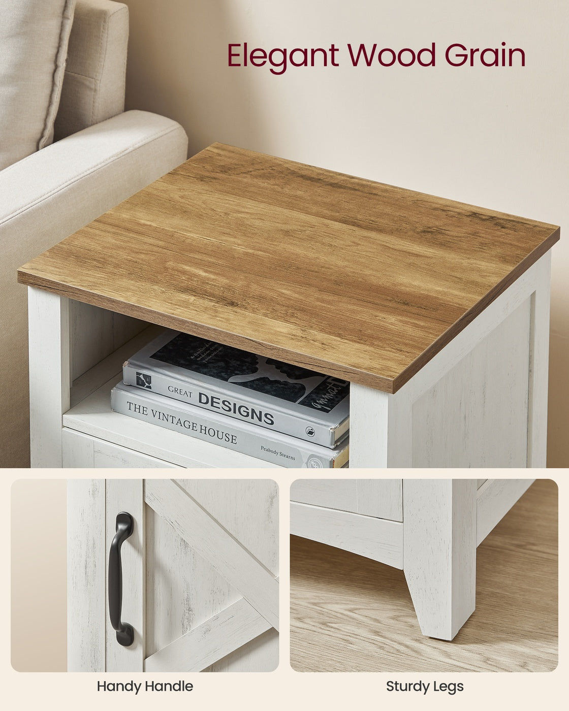 Farmhouse Nightstand With Barn Door - product photo 05