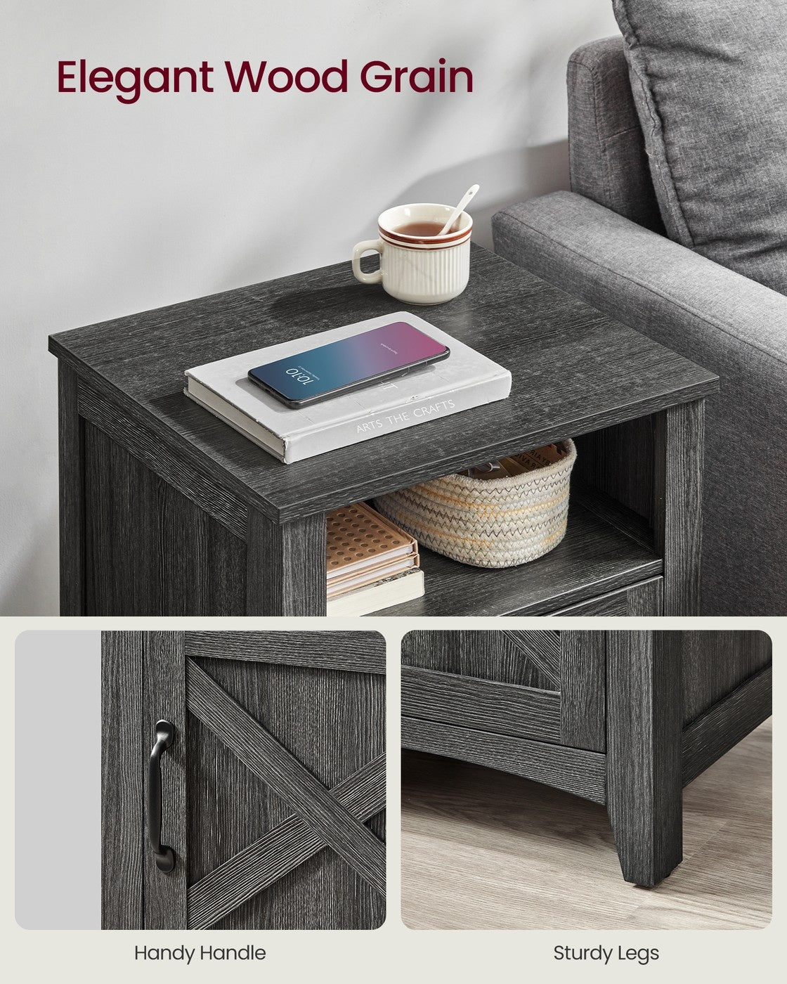 Farmhouse Nightstand With Barn Door - product photo 19