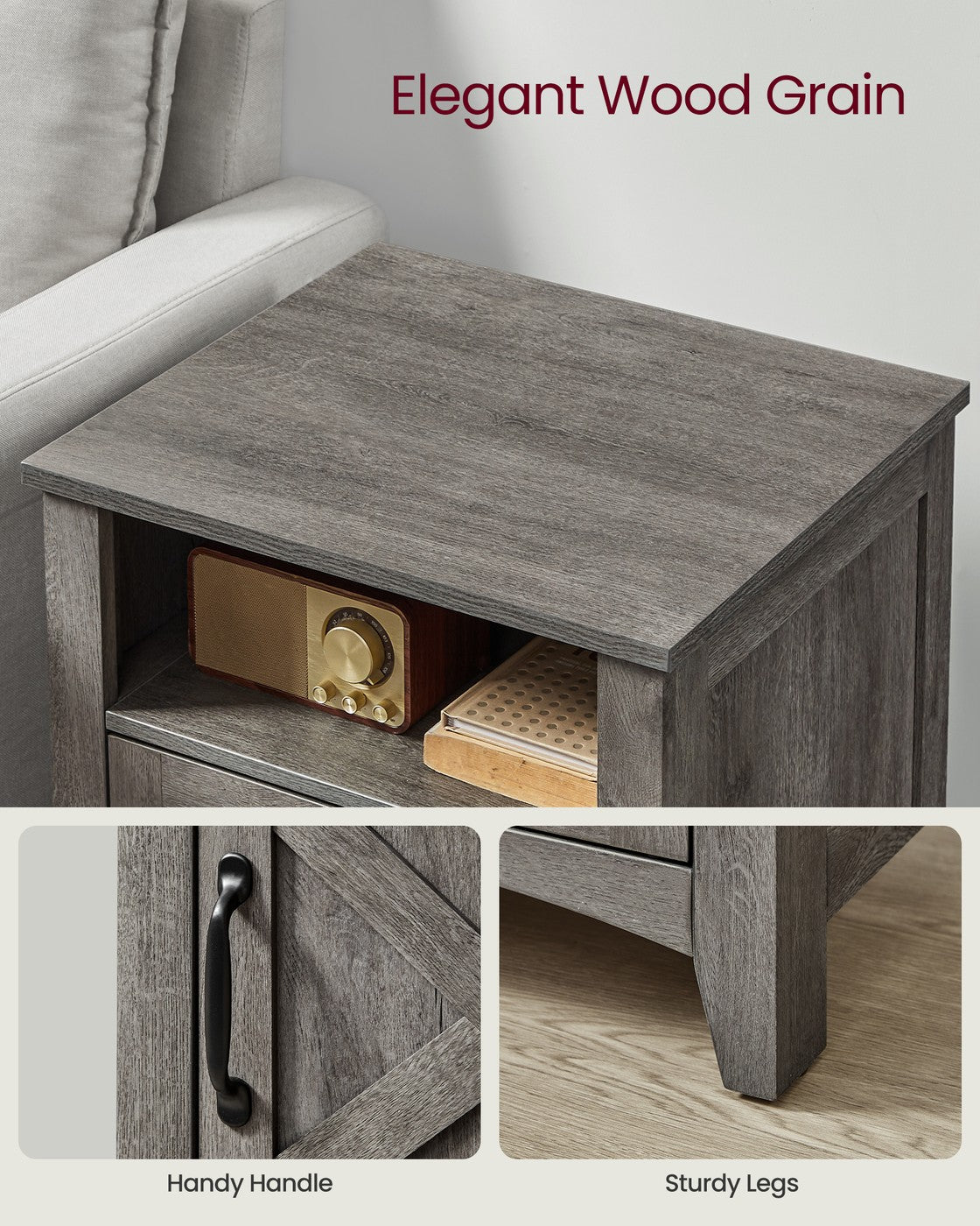 Farmhouse Nightstand With Barn Door - product photo 34