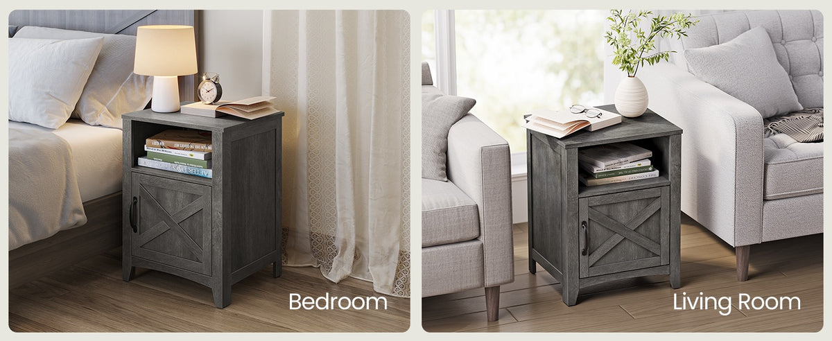 Farmhouse Nightstand With Barn Door - product photo 41